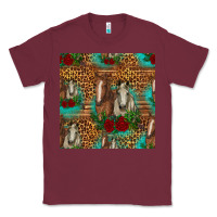 Burgundy horses with roses seamless pattern Classic Tee - HRA Design Shop