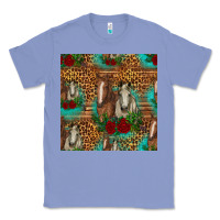 Colony Blue horses with roses seamless pattern Classic Tee - HRA Design Shop