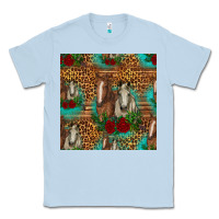 Dusty Blue horses with roses seamless pattern Classic Tee - HRA Design Shop