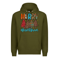 Army Green merry christmas trees Premium Hoodie - MaliasSmallBusiness