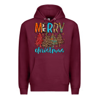 Burgundy merry christmas trees Premium Hoodie - MaliasSmallBusiness