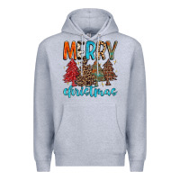 Heather Grey merry christmas trees Premium Hoodie - MaliasSmallBusiness
