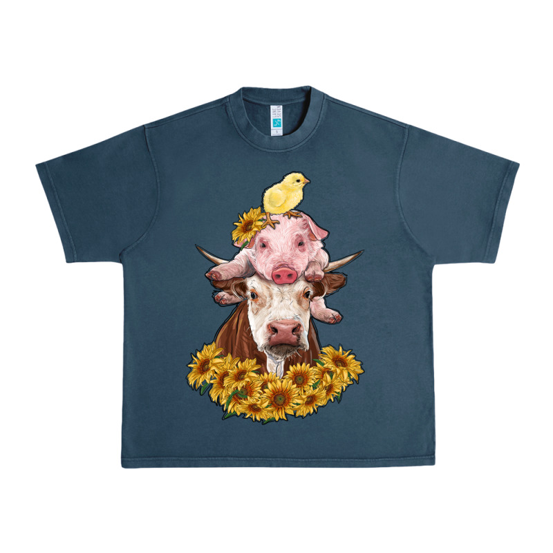 Cow With Pig And Chick Urban Heavy Tee by RanaPortraitStore | Teevron