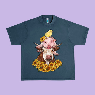 Cow With Pig And Chick Urban Heavy Tee Designed By Ranaportraitstore