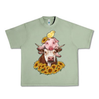 Oil Green cow with pig and chick Urban Heavy Tee - RanaPortraitStore