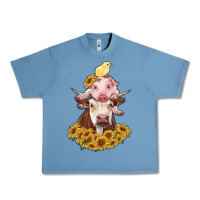 Pebble Blue cow with pig and chick Urban Heavy Tee - RanaPortraitStore