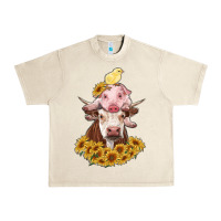 Sandshell cow with pig and chick Urban Heavy Tee - RanaPortraitStore