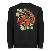 Black basketball with patterns and daisies Heavyweight Sweatshirt - texasbilliewilder