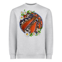 Heather Grey basketball with patterns and daisies Heavyweight Sweatshirt - texasbilliewilder
