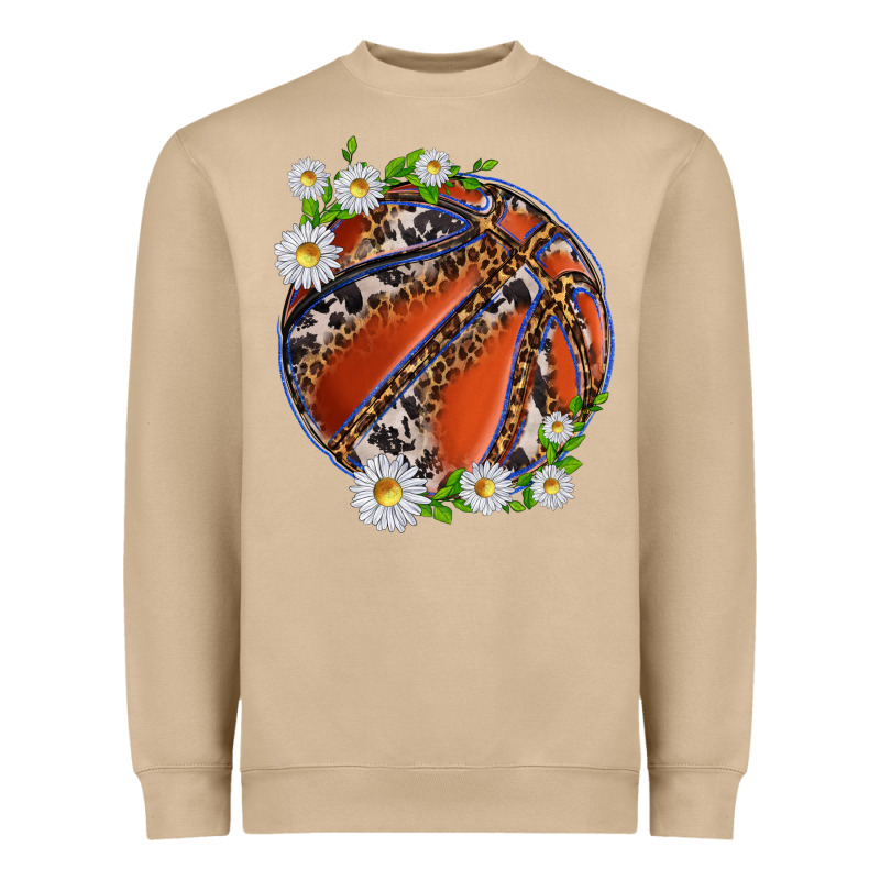 Basketball With Patterns And Daisies Heavyweight Sweatshirt by texasbilliewilder | Teevron