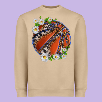 Heavyweight Sweatshirt basketball with patterns and daisies