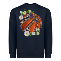 Navy basketball with patterns and daisies Heavyweight Sweatshirt - texasbilliewilder