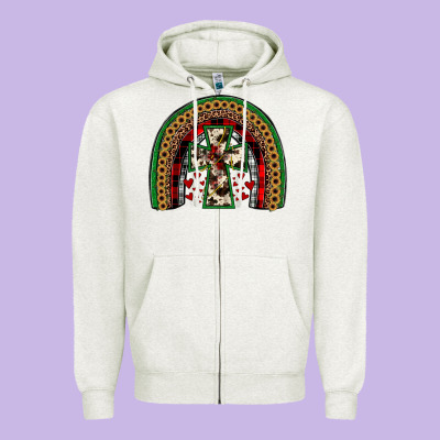 Cross Rainbow Zipper Hoodie Designed By Jahusdesignshop