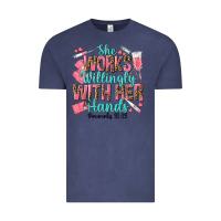 Vintage Denim she works willingly with her hands Vintage Tee - texasbilliewilder
