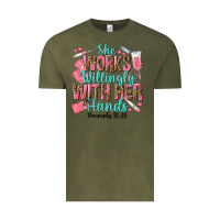 Vintage Olive she works willingly with her hands Vintage Tee - texasbilliewilder