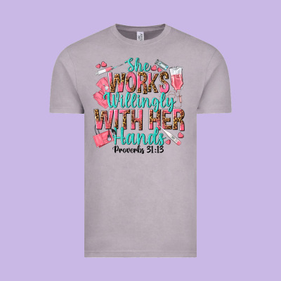 She Works Willingly With Her Hands Vintage Tee Designed By Texasbilliewilder