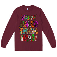 Burgundy happy hallothankmas Long Sleeve Tee - FaDigitalArtStudio