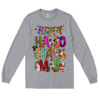 Heather Grey happy hallothankmas Long Sleeve Tee - FaDigitalArtStudio