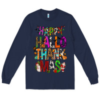 Navy happy hallothankmas Long Sleeve Tee - FaDigitalArtStudio