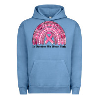 Pigment Pebble Blue in october we wear pink breast cancer awareness rainbow Urban Hoodie - Jasminsmagicworld