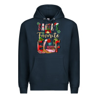 Navy santas favorite elf Premium Hoodie - MaliasSmallBusiness
