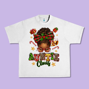 Auntie Claus Afro Messy Bun Urban Heavy Tee Designed By Texasbilliewilder
