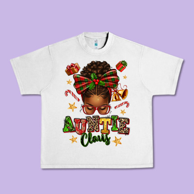 Auntie Claus Afro Messy Bun Urban Heavy Tee Designed By Texasbilliewilder