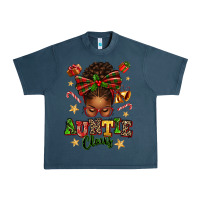 Midnight Navy Auntie Claus Afro Messy Bun Urban Heavy Tee - texasbilliewilder