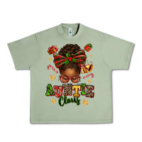 Oil Green Auntie Claus Afro Messy Bun Urban Heavy Tee - texasbilliewilder