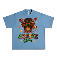 Pebble Blue Auntie Claus Afro Messy Bun Urban Heavy Tee - texasbilliewilder