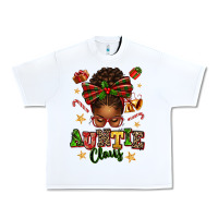 White Auntie Claus Afro Messy Bun Urban Heavy Tee - texasbilliewilder