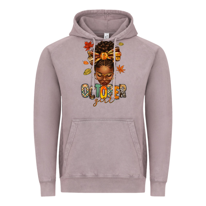 October Girl Afro Woman Fall Vintage Hoodie by texasbilliewilder | Teevron