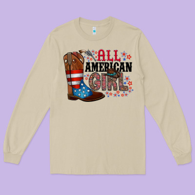 All American Girl Long Sleeve Tee Designed By Racoondesign