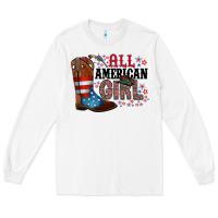 White all american girl Long Sleeve Tee - RacoonDesign