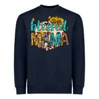 Navy blessed mama with sunflowers Heavyweight Sweatshirt - texasbilliewilder