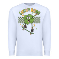 White lucky dude Premium Sweatshirt - MaliasSmallBusiness