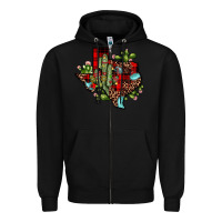 Black cactus christmas texas map Zipper Hoodie - JahusDesignShop