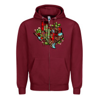 Burgundy cactus christmas texas map Zipper Hoodie - JahusDesignShop