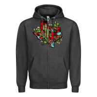 Charcoal Heather cactus christmas texas map Zipper Hoodie - JahusDesignShop