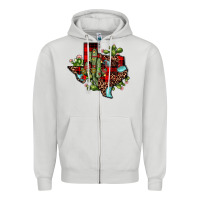 Dove Grey cactus christmas texas map Zipper Hoodie - JahusDesignShop