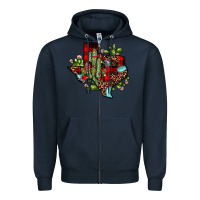 Navy cactus christmas texas map Zipper Hoodie - JahusDesignShop