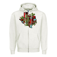 Cactus Christmas Texas Map Zipper Hoodie | Teevron