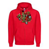 Red cactus christmas texas map Zipper Hoodie - JahusDesignShop