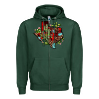 Sports Green cactus christmas texas map Zipper Hoodie - JahusDesignShop