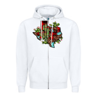 White cactus christmas texas map Zipper Hoodie - JahusDesignShop