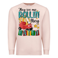 Pale Pink they see me rollin' they hatin' Premium Sweatshirt - MaliasSmallBusiness
