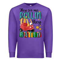 Purple they see me rollin' they hatin' Premium Sweatshirt - MaliasSmallBusiness