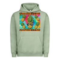 Pigment Oil Green summer pineapple Urban Hoodie - BarkalooDesign
