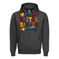 Charcoal Heather hey batter batter swing softball Zipper Hoodie - Jasminsmagicworld