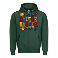 Sports Green hey batter batter swing softball Zipper Hoodie - Jasminsmagicworld